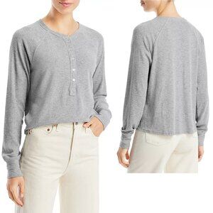 NWT New Three Dots Long Sleeve Henley Grey Top Size XL